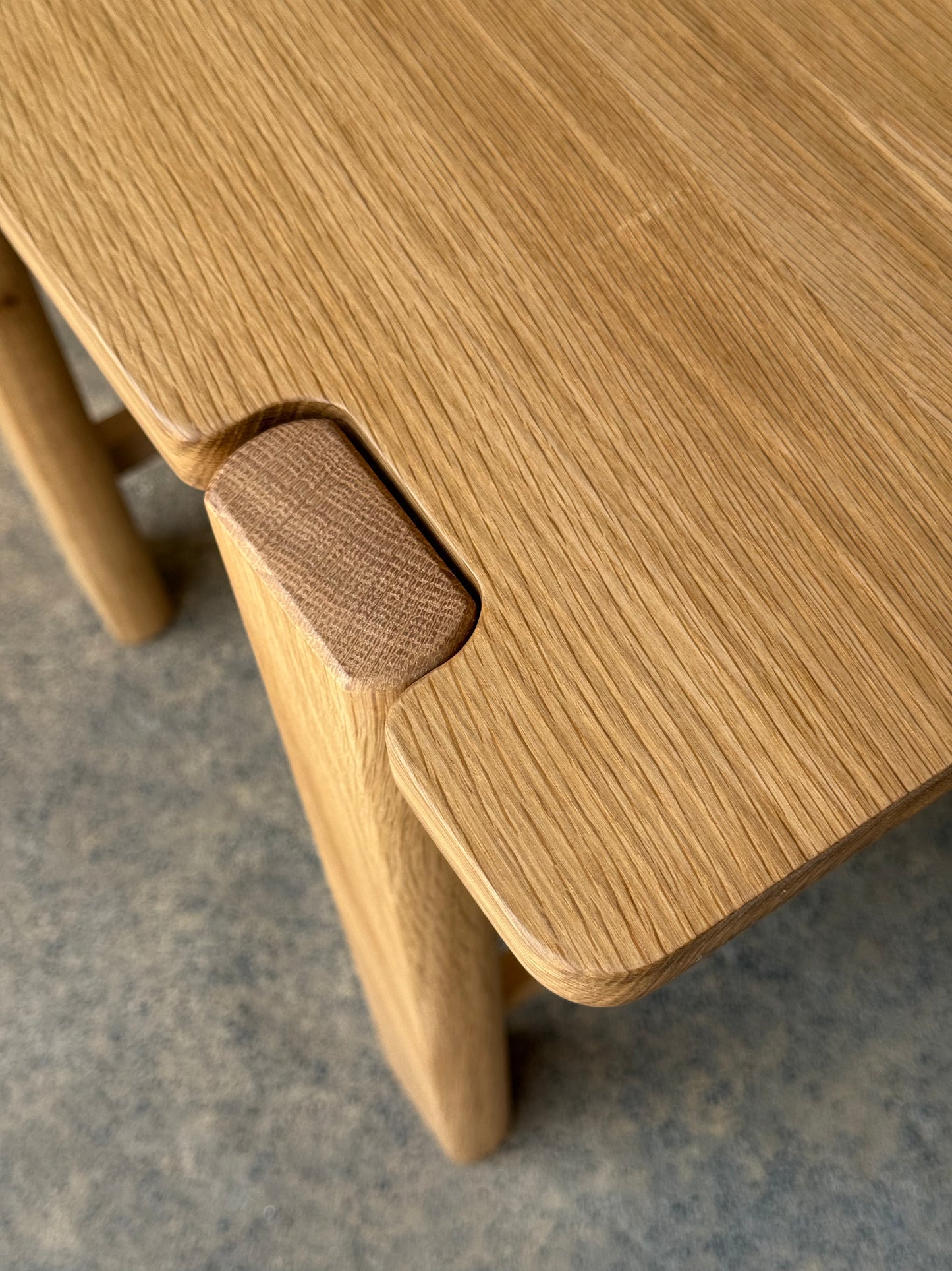 The Milli End Table in White Oak with Leather Shelf