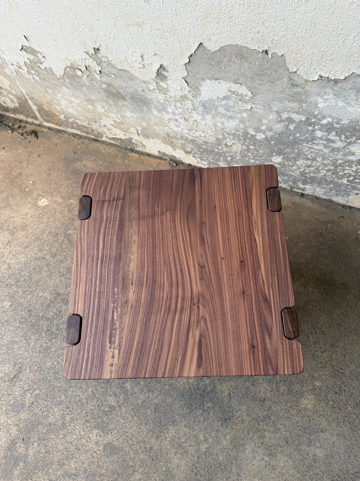 The Milli End Table in Walnut with Leather Shelf
