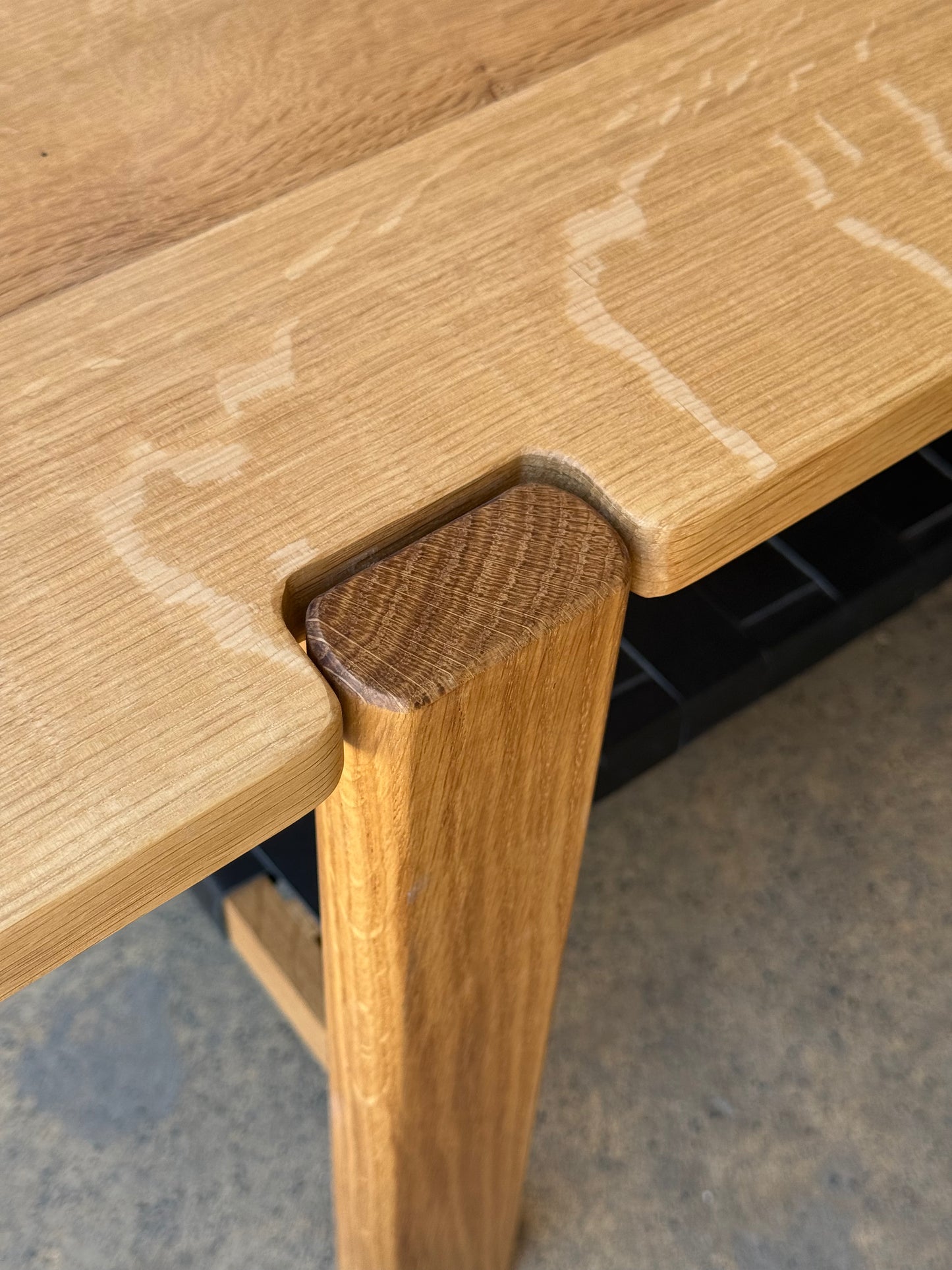 The Milli Coffee Table in White Oak with Leather Shelf (Ready to Ship)